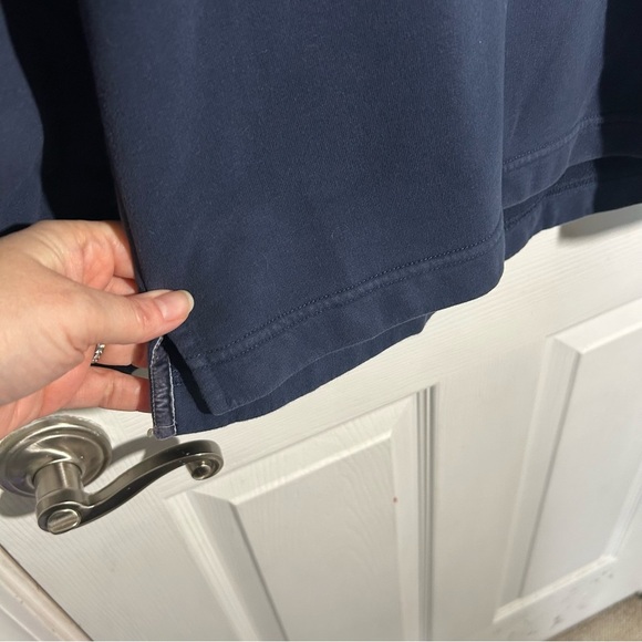 LL Bean Shawl Collar Long Sleeved Top Navy. Split hem sweatshirt. Size Small - Picture 7 of 10